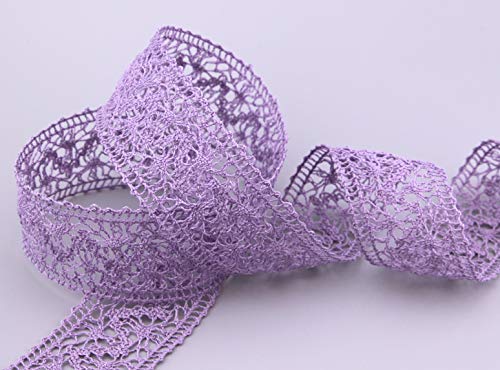 finemark 15 m x 38 mm Spitzenband Emma Flieder Lavendel Meterware Spitze Häkelband Baumwollmischung Natur Optik Dekoband gehäkelt Spitzenborte von finemark