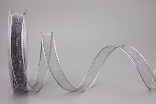 finemark 20 m x 15 mm Dekoband Chiffon GRAU Geschenkband Schleifenband transparent Organza mit formstabilen Kanten Premium Qualität Hochzeit Geburtstag Chiffonband einfarbig von finemark