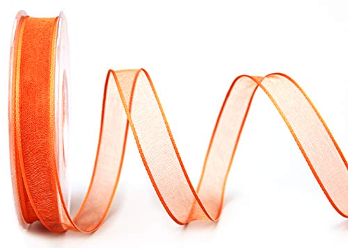 finemark 20 m x 15 mm Dekoband Chiffon ORANGE Geschenkband Schleifenband transparent Organza mit formstabilen Kanten Premium Qualität Hochzeit Geburtstag Chiffonband einfarbig von finemark