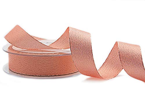 finemark 20 m x 25 mm Dekoband Vienna ROSA Gold Schleifenband Metallic Geschenkband glänzend Brokat Rosegold Rose Lurex Hochzeit Weihnachten Deko Band von finemark