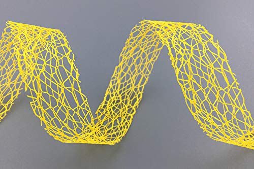 finemark 20 m x 25 mm Netzband LEA GELB (15) Floristikband Schleifenband Geschenkband Dekoband Deko Gitter dekoratives Floristik Band zum Basteln Dekorieren ohne Draht von finemark