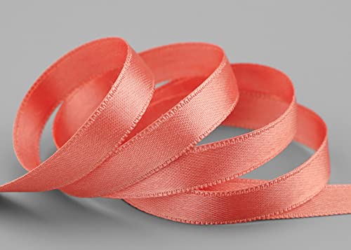 finemark 25 m x 10 mm Satinband TERRAKOTTA Koralle (508) doppelseitiges Schleifenband aus Satin ohne Draht weich und glänzend Geschenkband Deko Band Double face Dekoband Dekorieren Basteln von finemark