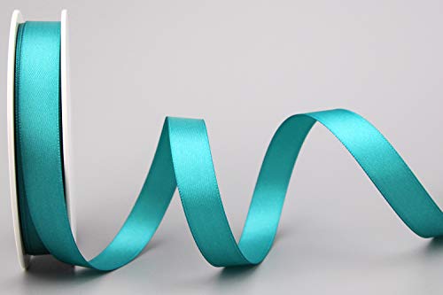 finemark 25 m x 15 mm Satinband Double Face TÜRKIS doppelseitiges Schleifenband aus Satin ohne Draht weich und glänzend Geschenkband Deko Band von finemark