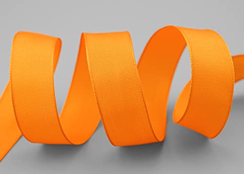 finemark 25 m x 25 mm Drahtkantenband Leo DOTTERGELB Hell Orange (620) Dekoband mit Drahtkanten Geschenkband Stoffband Schleifenband Visco Draht aus nachwachsenden Rohstoffen biologisch abbaubar von finemark