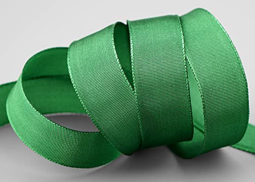 finemark 25 m x 25 mm Drahtkantenband Leo GRÜN Grasgrün (137) Dekoband mit Drahtkanten einfarbig Geschenkband Stoffband Schleifenband Visco Draht aus nachwachsenden Rohstoffen biologisch abbaubar von finemark