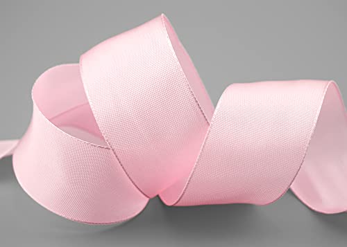finemark 25 m x 40 mm Drahtkantenband Leo Hellrosa Rosa (220) Dekoband mit Drahtkanten einfarbig Geschenkband Stoffband Schleifenband Visco Draht aus nachwachsenden Rohstoffen biologisch abbaubar von finemark