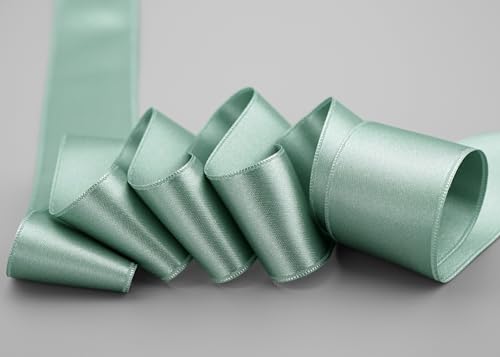 finemark 25 m x 40 mm Satinband ALTGRÜN Grün (556) doppelseitiges Schleifenband aus Satin ohne Draht weich und glänzend Geschenkband Deko Band Double face Dekoband Dekorieren Basteln von finemark