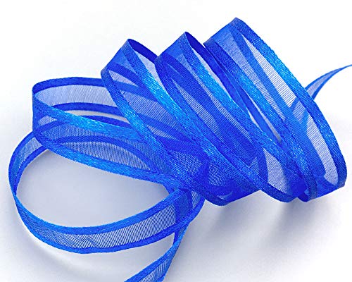 finemark 3 m x 10 mm Chiffonband mit Satin Kante BLAU Royalblau (77) Chiffon Dekoband Schleifenband Geschenkband Halbtransparent Glänzend ohne Draht Organza von finemark