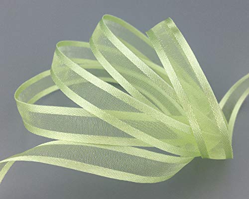 finemark 3 m x 10 mm Chiffonband mit Satin Kante LINDGRÜN (21) Grün Chiffon Dekoband Schleifenband Geschenkband Halbtransparent Glänzend ohne Draht Organza von finemark