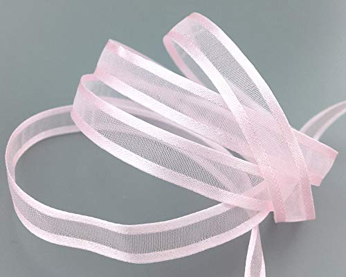 finemark 3 m x 10 mm Chiffonband mit Satin Kante ROSA Hellrosa (50) Chiffon Dekoband Schleifenband Geschenkband Halbtransparent Glänzend ohne Draht Organza von finemark