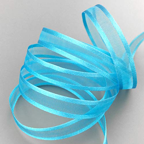 finemark 3 m x 10 mm Chiffonband mit Satin Kante TÜRKIS (72) Chiffon Dekoband Schleifenband Geschenkband Halbtransparent Glänzend ohne Draht Organza von finemark