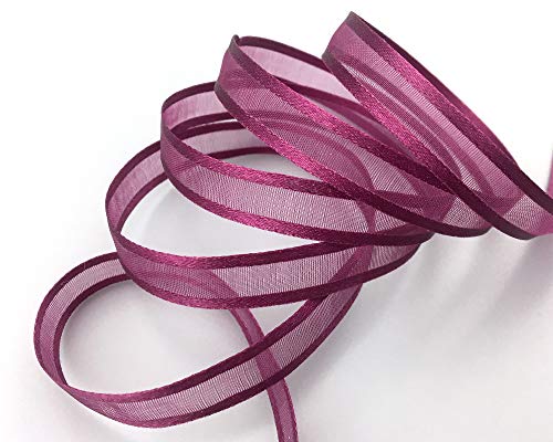 finemark 3 m x 10 mm Chiffonband mit Satin Kante WEINROT Burgund (68) Chiffon Dekoband Schleifenband Geschenkband Halbtransparent Glänzend ohne Draht Organza von finemark