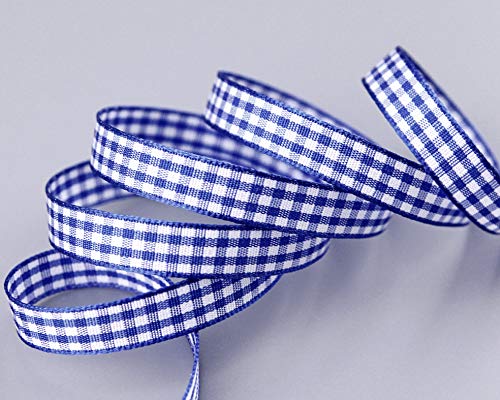 finemark 3 m x 10 mm Dekoband KARO Klassik BLAU Schleifenband kariert Geschenkband ohne Draht zum dekorieren nähen von finemark