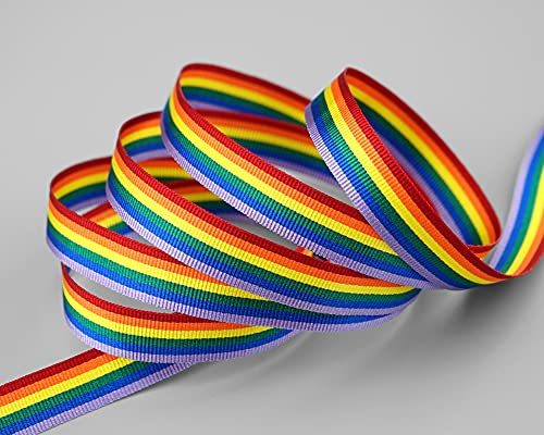 3 m x 10 mm Dekoband Rainbow Regenbogen 6 Farben Schleifeband LGBTQ gestreift Geschenkband Liebe Frieden Stolz Toleranz Flagge Deko Band doppelseitig zum dekorieren nähen verpacken von finemark