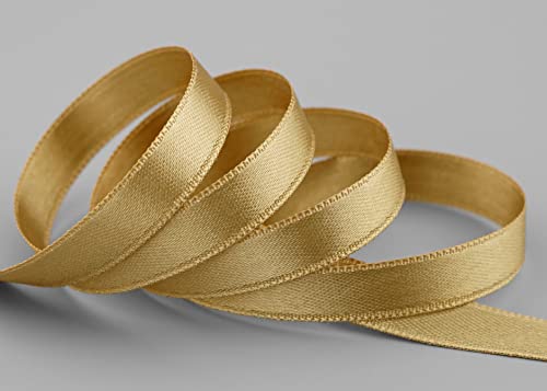 finemark 3 m x 10 mm Satinband Gold (634) doppelseitiges Schleifenband aus Satin ohne Draht weich und glänzend Geschenkband Deko Band Double face Dekoband Dekorieren Basteln von finemark