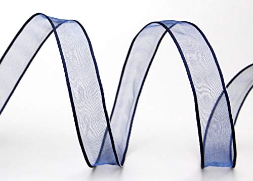 3 m x 15 mm Dekoband CHIFFON DUNKELBLAU Blau Geschenkband Schleifenband transparent Organza mit formstabilen Kanten Premium Qualität Hochzeit Geburtstag Chiffonband einfarbig von finemark