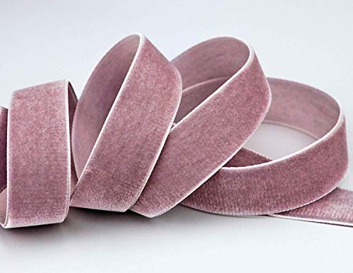 finemark 3 m x 16 mm Samtband ROSA-GRAU Altrosa Dunkel (263 Colonial Rose) Dekoband Velour einseitig Samt festkantig Velvet Ribbon zum nähen dekorieren von finemark