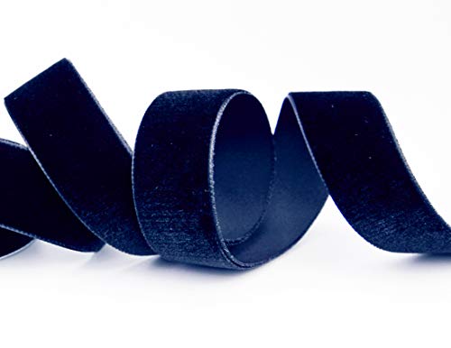 3 m x 22 mm Samtband DUNKELBLAU (419 navy) Dekoband Velour einseitig Samt festkantig Velvet Ribbon zum nähen dekorieren von finemark