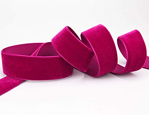 finemark 3 m x 22 mm Samtband PINK (422 Beauty) Dekoband Velour einseitig Samt festkantig Velvet Ribbon zum nähen dekorieren von finemark