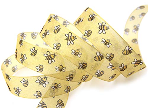finemark 3 m x 25 mm Dekoband Happy BEE Bienen Muster Chiffon transparent Chiffonband Honig Verpacken Schleifenband formstabil Geschenkband Band Sommer Deko finemark 3 m x 25 mm Dekoband Happy BEE Bienen Muster Chiffon transparent Chiffonband Honig Verpacken Schleifenband formstabil Geschenkband Band Sommer Deko von finemark