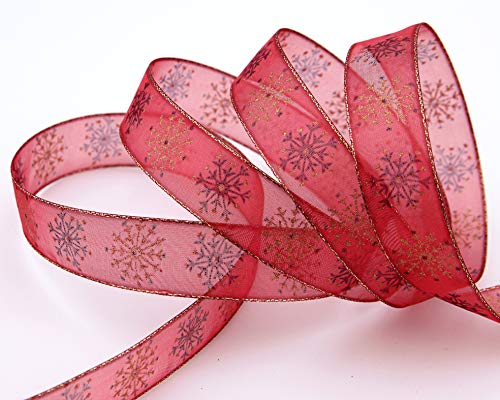 finemark 3 m x 25 mm Dekoband Snow Wonder ROT Gold Geschenkband Schneeflocken Chiffonband mit Draht Lurex Schleifenband glänzend Winter Weihnachten finemark 3 m x 25 mm Dekoband Snow Wonder ROT Gold Geschenkband Schneeflocken Chiffonband mit Draht Lurex Schleifenband glänzend Winter Weihnachten von finemark