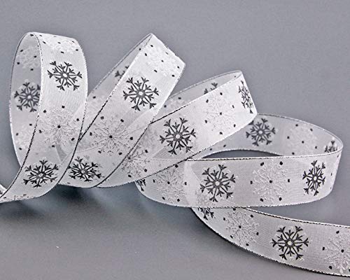finemark 3 m x 25 mm Dekoband Snow Wonder Weiss Silber Geschenkband Schneeflocken Chiffonband mit Draht Lurex Schleifenband glänzend Winter Weihnachten finemark 3 m x 25 mm Dekoband Snow Wonder Weiss Silber Geschenkband Schneeflocken Chiffonband mit Draht Lurex Schleifenband glänzend Winter Weihnachten von finemark