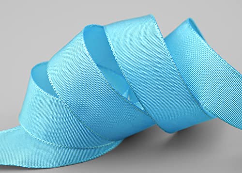 finemark 3 m x 25 mm Drahtkantenband Leo HIMMELBLAU Hellblau (201) Dekoband mit Drahtkanten einfarbig Geschenkband Stoffband Schleifenband Draht aus nachwachsenden Rohstoffen biologisch abbaubar von finemark