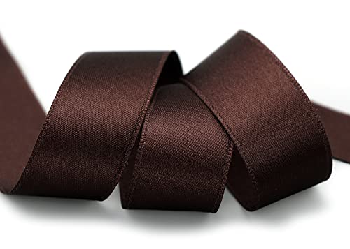 finemark 3 m x 25 mm Satinband Dunkelbraun Braun (523) doppelseitiges Schleifenband aus Satin ohne Draht weich und glänzend Geschenkband Deko Band Double face Dekoband Dekorieren Basteln von finemark