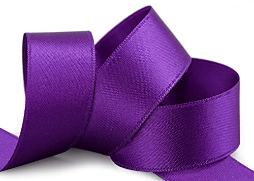 finemark 3 m x 25 mm Satinband LILA Violett (610) doppelseitiges Schleifenband aus Satin ohne Draht weich und glänzend Geschenkband Deko Band Double face Dekoband Dekorieren Basteln von finemark