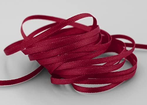 finemark 3 m x 3 mm Satinband Bordeaux Weinrot (619) doppelseitiges Schleifenband aus Satin ohne Draht weich und glänzend Geschenkband Deko Band Double face Dekoband Dekorieren Kordel Basteln von finemark