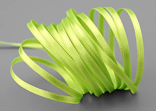finemark 3 m x 3 mm Satinband HELLGRÜN Apfelgrün Grün (630) doppelseitiges Schleifenband aus Satin ohne Draht weich und glänzend Geschenkband Deko Band Double face Dekoband Dekorieren Kordel Basteln von finemark