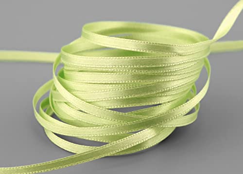 finemark 3 m x 3 mm Satinband HELLGRÜN Maigrün (027) doppelseitiges Schleifenband aus Satin ohne Draht weich und glänzend Geschenkband Deko Band Double face Dekoband Dekorieren Kordel Basteln von finemark