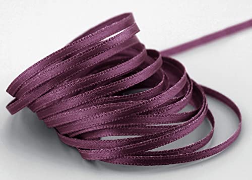 finemark 3 m x 3 mm Satinband Pflaume Lila (118) doppelseitiges Schleifenband aus Satin ohne Draht weich und glänzend Geschenkband Deko Band Double face Dekoband Dekorieren Kordel Basteln von finemark