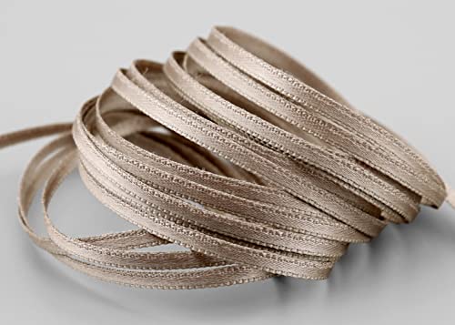 finemark 3 m x 3 mm Satinband Taupe Toffee (105) doppelseitiges Schleifenband aus Satin ohne Draht weich und glänzend Geschenkband Deko Band Double face Dekoband Dekorieren Kordel Basteln von finemark