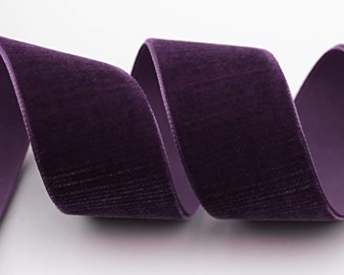 finemark 3 m x 36 mm Samtband Pflaume (581 Plum) Dekoband Lila Violett Velour einseitig Samt festkantig Velvet Ribbon zum nähen dekorieren von finemark