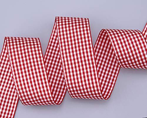 finemark 3 m x 38 mm Dekoband KARO Klassik ROT Schleifenband kariert Geschenkband ohne Draht zum dekorieren nähen von finemark
