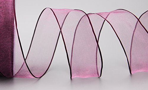 3 m x 40 mm Dekoband CHIFFON PFLAUME Aubergine Geschenkband Schleifenband transparent Organza mit formstabilen Kanten Premium Qualität Hochzeit Geburtstag Chiffonband einfarbig von finemark
