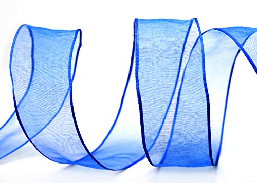 finemark 3 m x 40 mm Dekoband Chiffon BLAU Geschenkband Schleifenband transparent Organza mit formstabilen Kanten Premium Qualität Hochzeit Geburtstag Chiffonband einfarbig von finemark