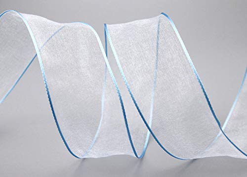 finemark 3 m x 40 mm Dekoband Chiffon HELLBLAU Geschenkband Schleifenband transparent Organza mit formstabilen Kanten Premium Qualität Hochzeit Geburtstag Chiffonband einfarbig von finemark
