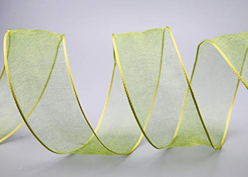 3 m x 40 mm Dekoband CHIFFON LINDGRÜN Oliv Geschenkband Schleifenband transparent Organza mit formstabilen Kanten Premium Qualität Hochzeit Geburtstag Chiffonband einfarbig von finemark