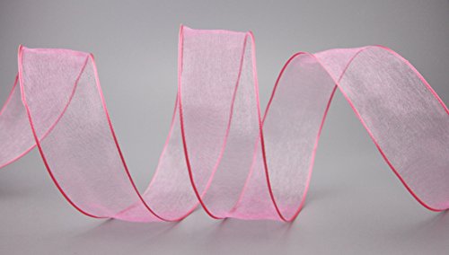 finemark 3 m x 40 mm Dekoband Chiffon ROSA Geschenkband Schleifenband transparent Organza mit formstabilen Kanten Premium Qualität Hochzeit Geburtstag Chiffonband einfarbig von finemark