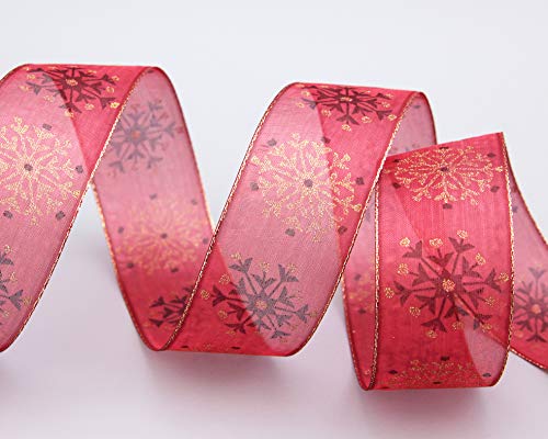 finemark 3 m x 40 mm Dekoband Snow Wonder ROT Gold Geschenkband Schneeflocken Chiffonband mit Draht Lurex Schleifenband glänzend Winter Weihnachten finemark 3 m x 40 mm Dekoband Snow Wonder ROT Gold Geschenkband Schneeflocken Chiffonband mit Draht Lurex Schleifenband glänzend Winter Weihnachten von finemark