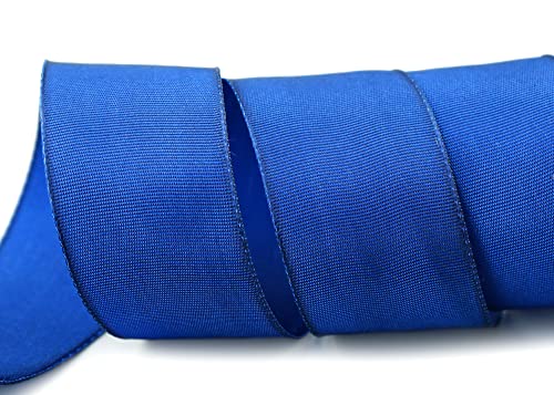 finemark 3 m x 40 mm Drahtkantenband Leo BLAU Royalblau (614) Dekoband mit Drahtkanten einfarbig Geschenkband Stoffband Schleifenband Visco Draht aus nachwachsenden Rohstoffen biologisch abbaubar von finemark