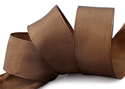 finemark 3 m x 40 mm Drahtkantenband Leo BRAUN Mittelbraun (520) Dekoband mit Drahtkanten einfarbig Geschenkband Stoffband Schleifenband Visco Draht aus nachwachsenden Rohstoffen biologisch abbaubar von finemark