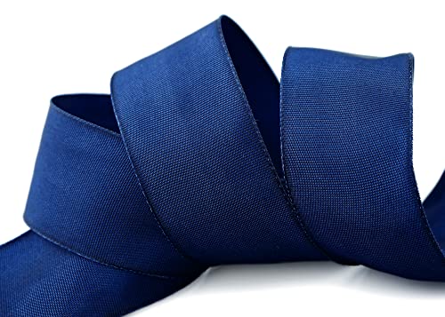 finemark 3 m x 40 mm Drahtkantenband Leo DUNKELBLAU (244) Dekoband mit Drahtkanten einfarbig Geschenkband Stoffband Schleifenband Visco Draht aus nachwachsenden Rohstoffen biologisch abbaubar von finemark