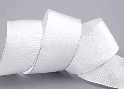 finemark 3 m x 40 mm Drahtkantenband Leo Weiss (601) Dekoband mit Drahtkanten einfarbig Geschenkband Stoffband Schleifenband Visco Draht aus nachwachsenden Rohstoffen biologisch abbaubar von finemark