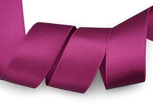 finemark 3 m x 40 mm Satinband Fuchsia Beere (616) doppelseitiges Schleifenband aus Satin ohne Draht weich und glänzend Geschenkband Deko Band Double face Dekoband Dekorieren Basteln von finemark