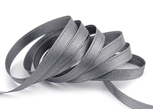 finemark 3 m x 6 mm Satinband GRAU Dunkelgrau (731) doppelseitiges Schleifenband aus Satin ohne Draht weich und glänzend Geschenkband Deko Band Double face Dekoband Dekorieren Kordel Basteln von finemark