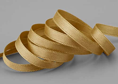 finemark 3 m x 6 mm Satinband Gold (634) doppelseitiges Schleifenband aus Satin ohne Draht weich und glänzend Geschenkband Deko Band Double face Dekoband Dekorieren Kordel Basteln von finemark