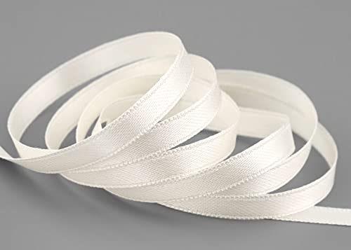 finemark 3 m x 6 mm Satinband Ivory Milchweiss (804) doppelseitiges Schleifenband aus Satin ohne Draht weich und glänzend Geschenkband Deko Band Double face Dekoband Dekorieren Kordel Basteln von finemark